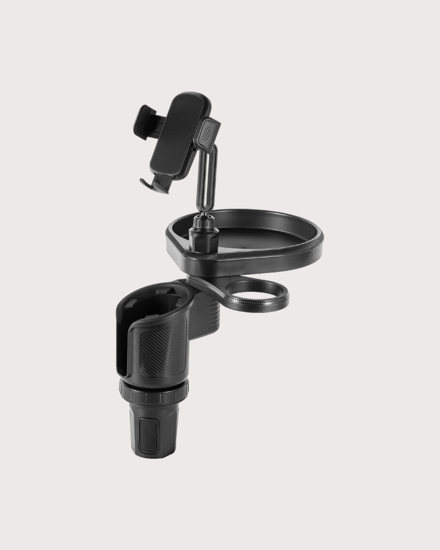 3-in-1 Car Cup Holder Tray with Phone Mount