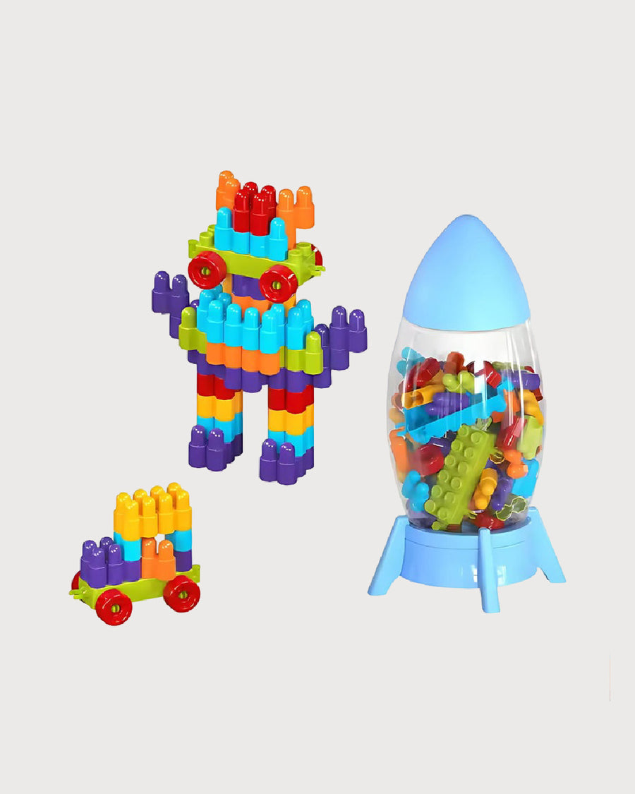 Kids’ DIY Building Blocks Set with Rocket Storage Case