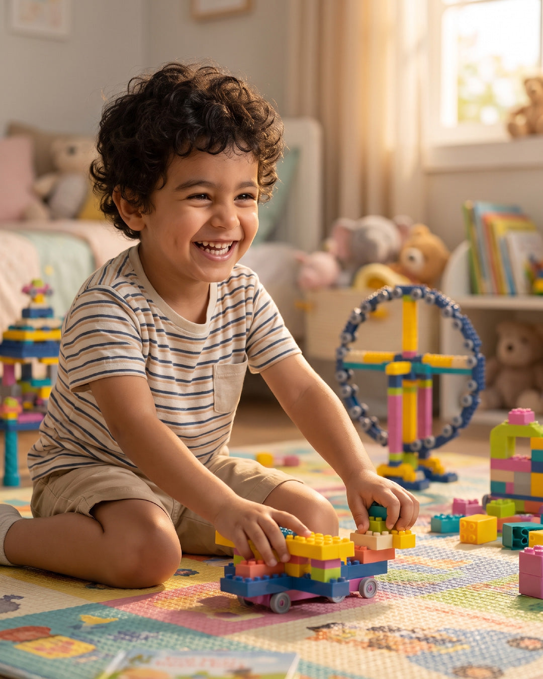 Kids’ Building Blocks Table Set with Storage Box