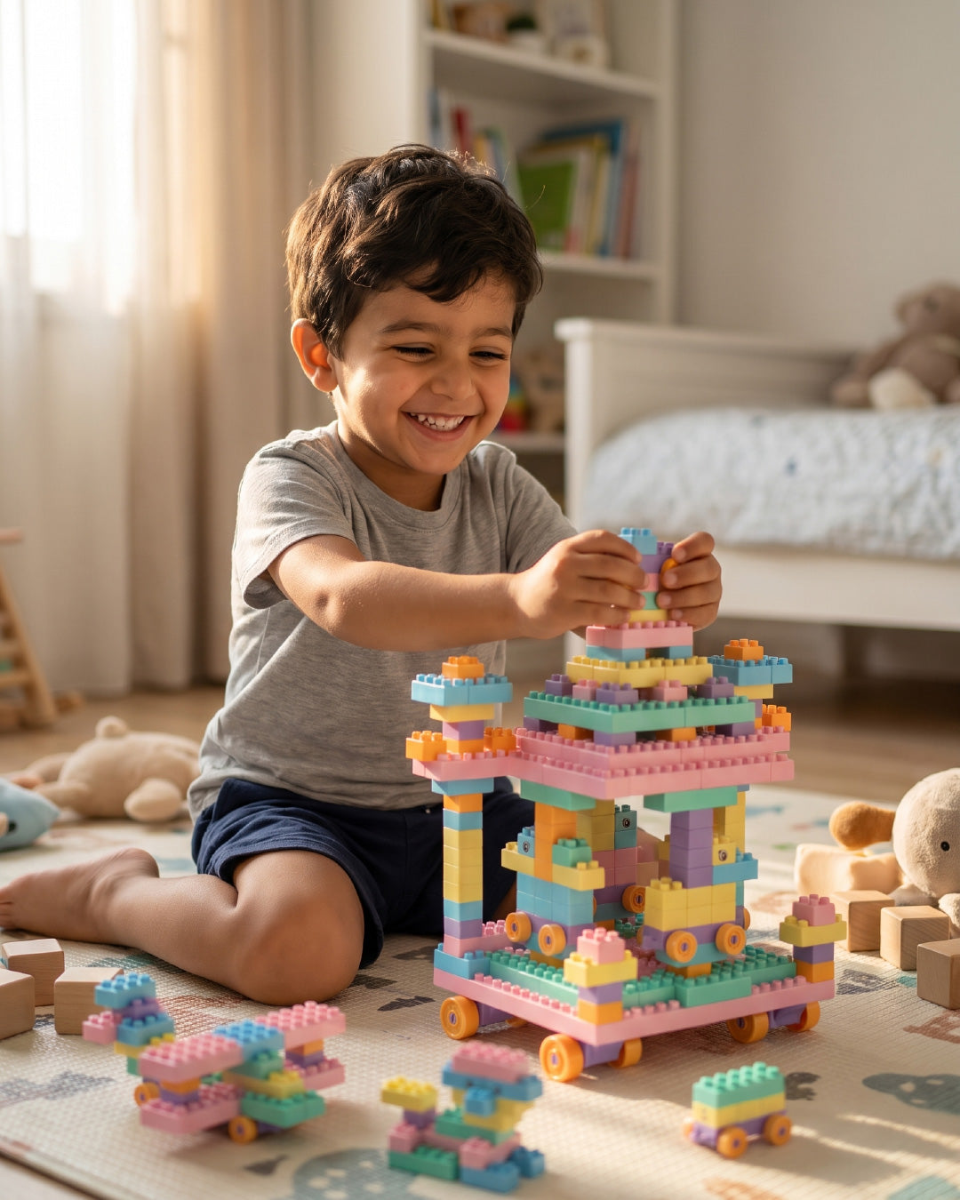 Kids’ Building Blocks Table Set with Storage Box