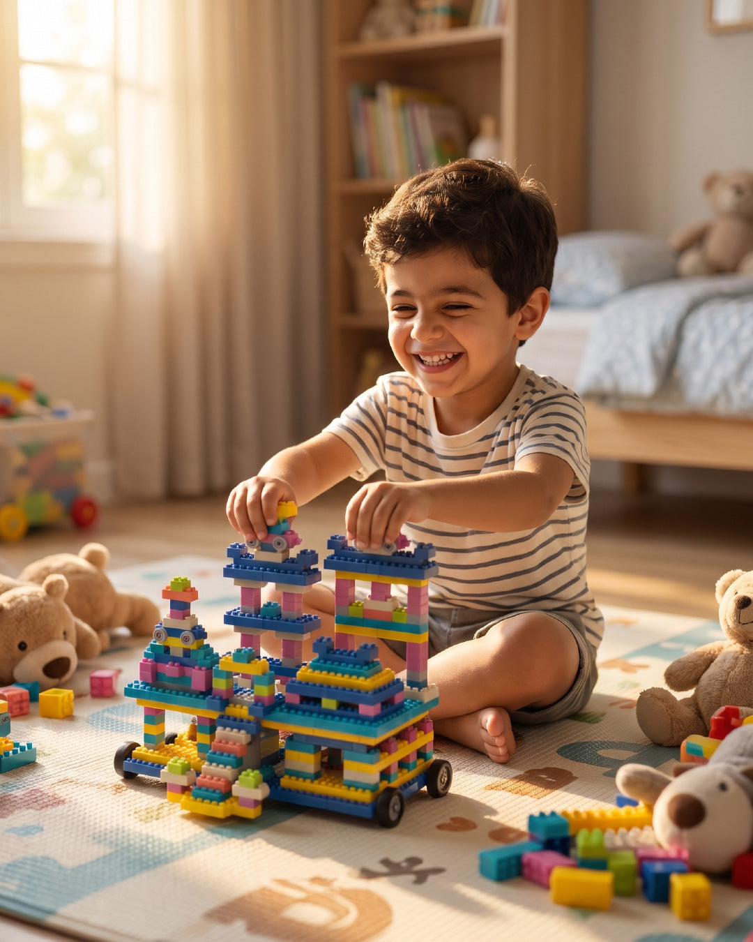 Kids’ Building Blocks Table Set with Storage Box