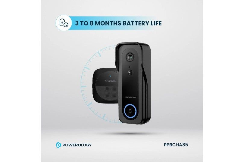 Powerology Ip65 265Gb 3Mp Infrared Smart Camera Doorbell 5200Mah With Voice