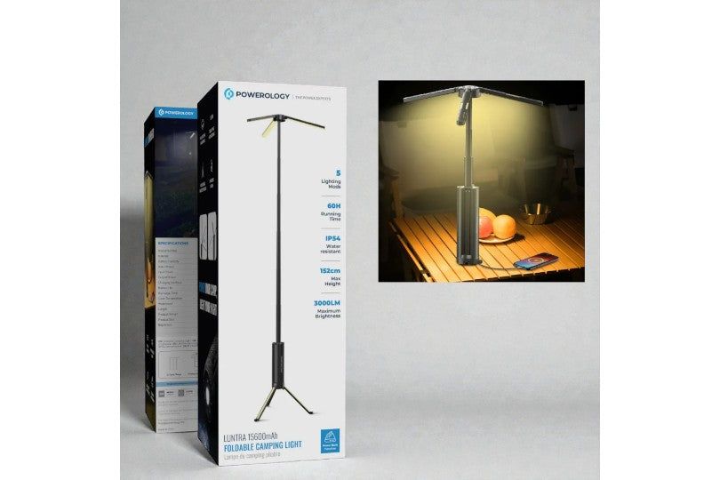 Powerology Outdoor Light 1.6M In Length With Tripod Pd 22.5W With 15600Mah Battery