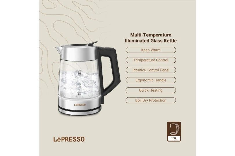 Lepresso 1.7L Glass Kettle 2200W