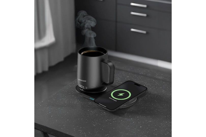Lepresso Heated Mug 12Oz With Wireless Charging Pad