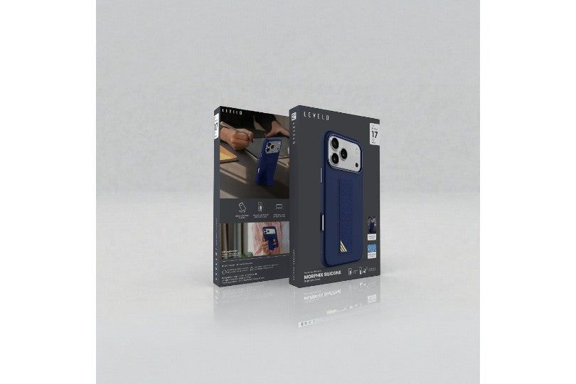Levelo Morphix Silicone Case With Leather Grip For Iphone 17 Pro Max - Silver