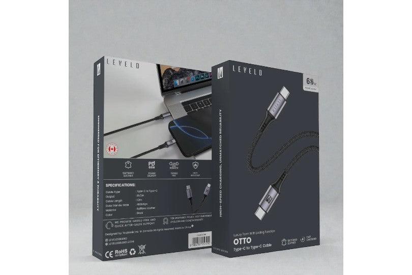 Levelo Otto Usb C To C 60W Leather 1.2M Cable