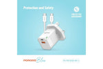 Porodo Blue 20W Wall Charger 1*Pd Type-C And 1* Qc Type-A Uk With Typec To C Cable