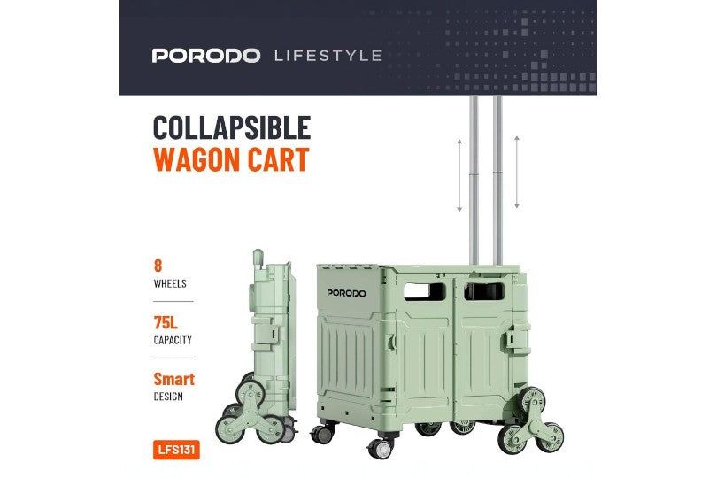 Porodo Lifestyle 75L Magnetic Slide Cover Foldable Camping Trolley