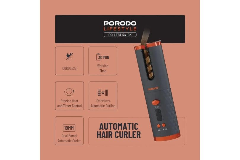 Porodo Lifestyle Wireless Portable Hair Curler 5200Mah