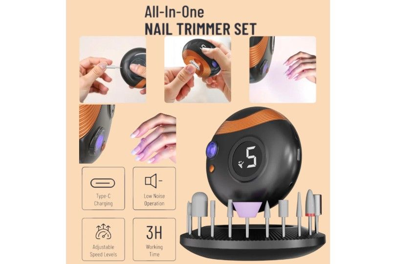 Porodo 3-In-1 Electric Nail Multi-Functional Manicure & Pedicure Tool With 11Pcs