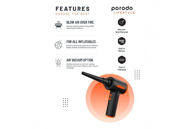 Porodo Lifestyle Triple Speed Portable Air Duster With 4* Nozzles