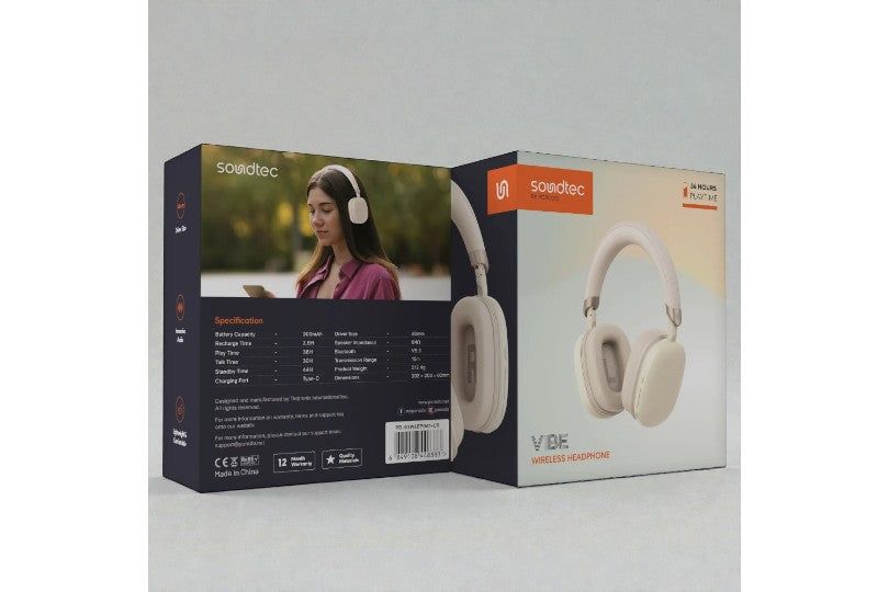Porodo Soundtec Wireless Bluetooth Headphone Adjustable 360° Foldable 300Mah