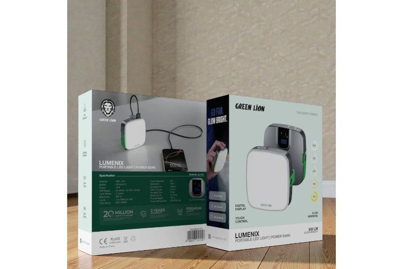 Green Lion Lumenix Portable Led Light With Power Bank (2000*2 Mah)