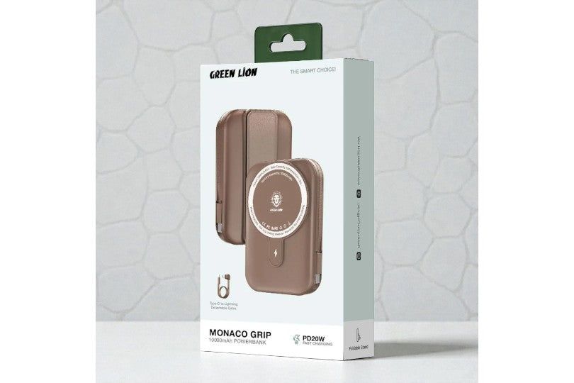 Green Lion Monaco Power Bank 10000Mah With Type-C Cable - Desert Titanium