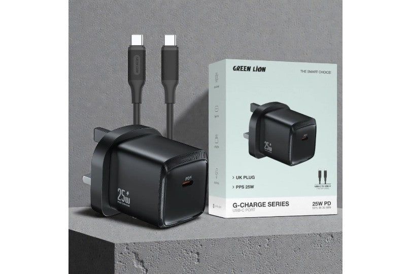 Green Lion G-Charge Series Usb-C Port Wall Charger 25W Pd C To C 1M Cable