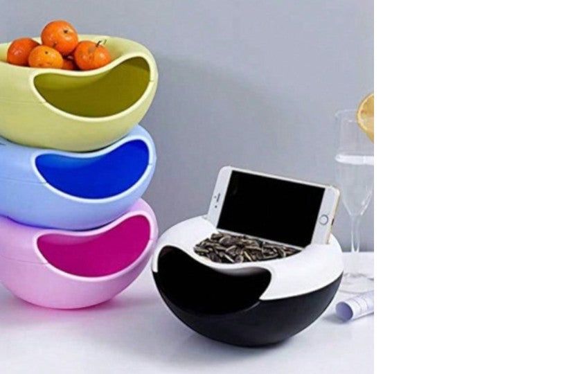 Dual-Purpose Design Snack Bowl with Phone Holder