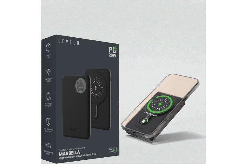 Levelo Marbella Leather Magsafe Power Bank 10000Mah