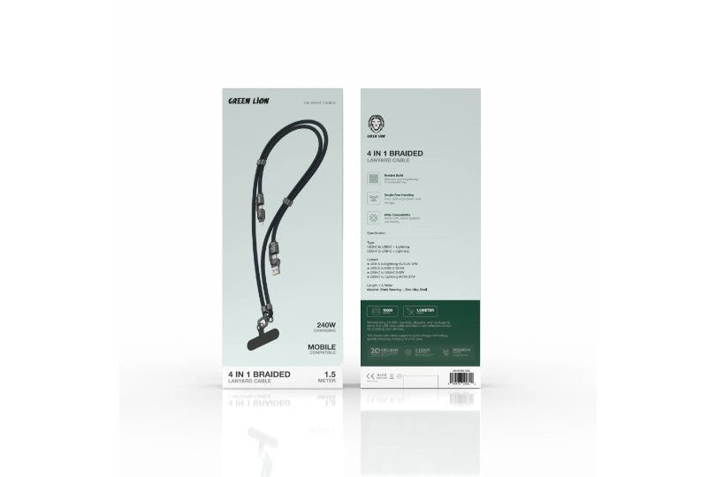 Green Lion 4 In 1 Braided Lanyard Cable 1.5M