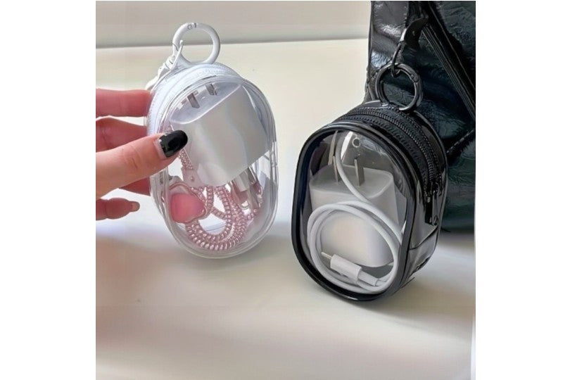 Portable Mini White Transparent Zipper Storage Bag