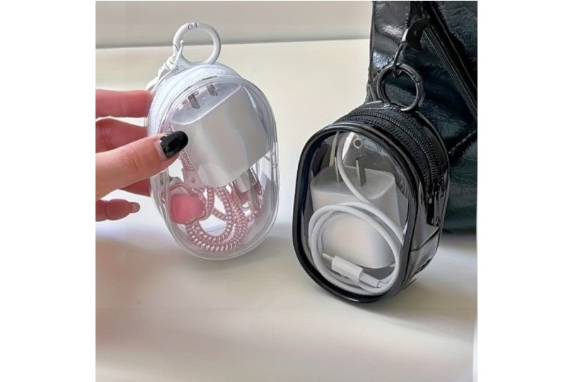 Portable Mini White Transparent Zipper Storage Bag