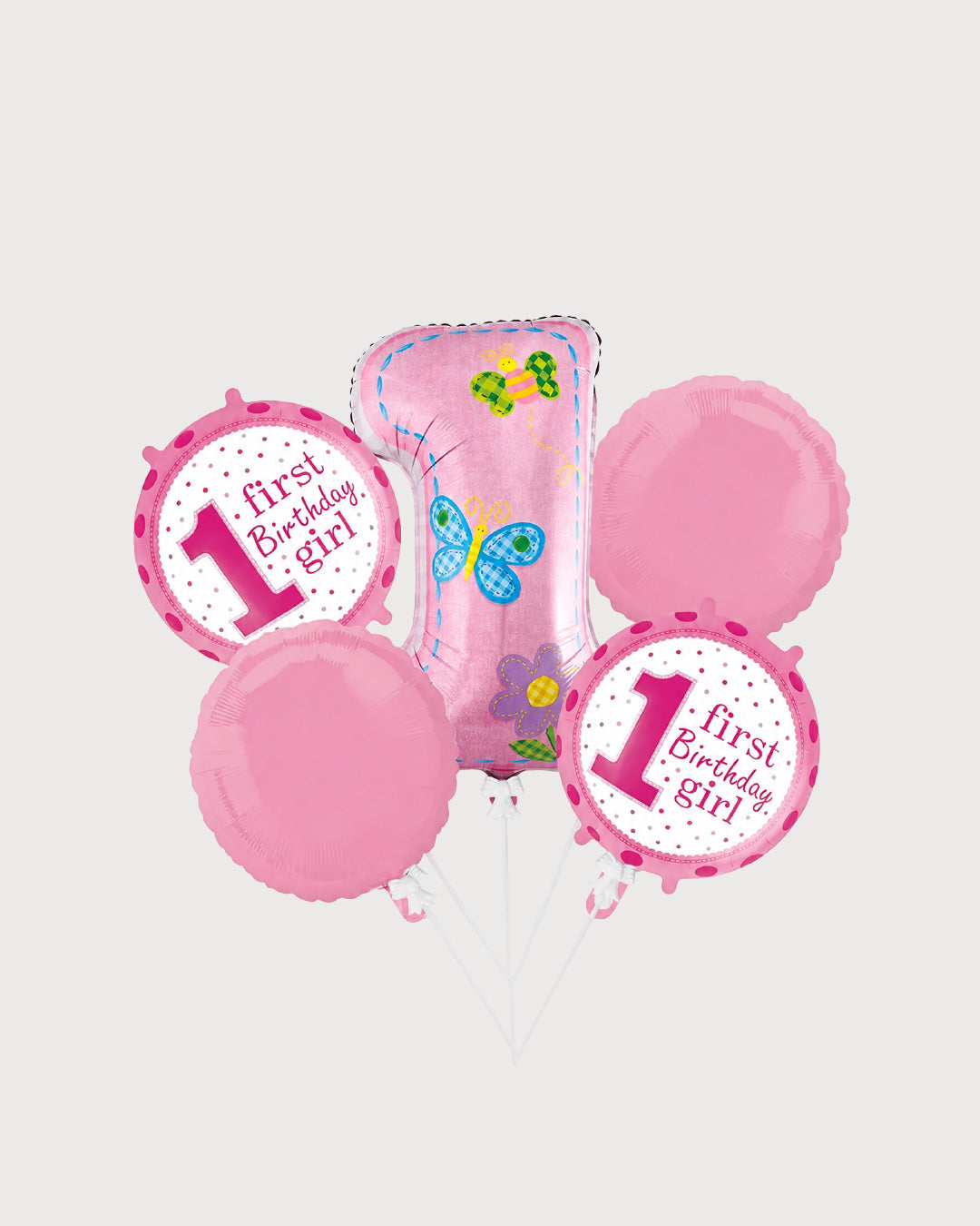 First Birthday Girl Pink Balloon Set