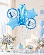 First Birthday Boy Blue Balloon Set