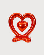 Standing Double Heart Red Foil Balloon
