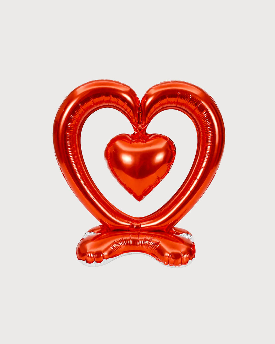 Standing Double Heart Red Foil Balloon