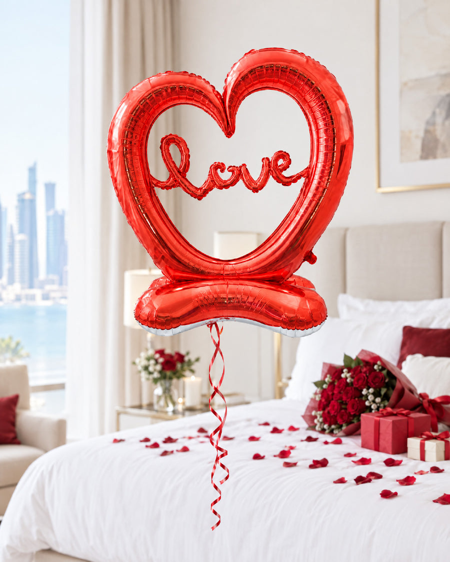 Standing Love Heart Red Foil Balloon