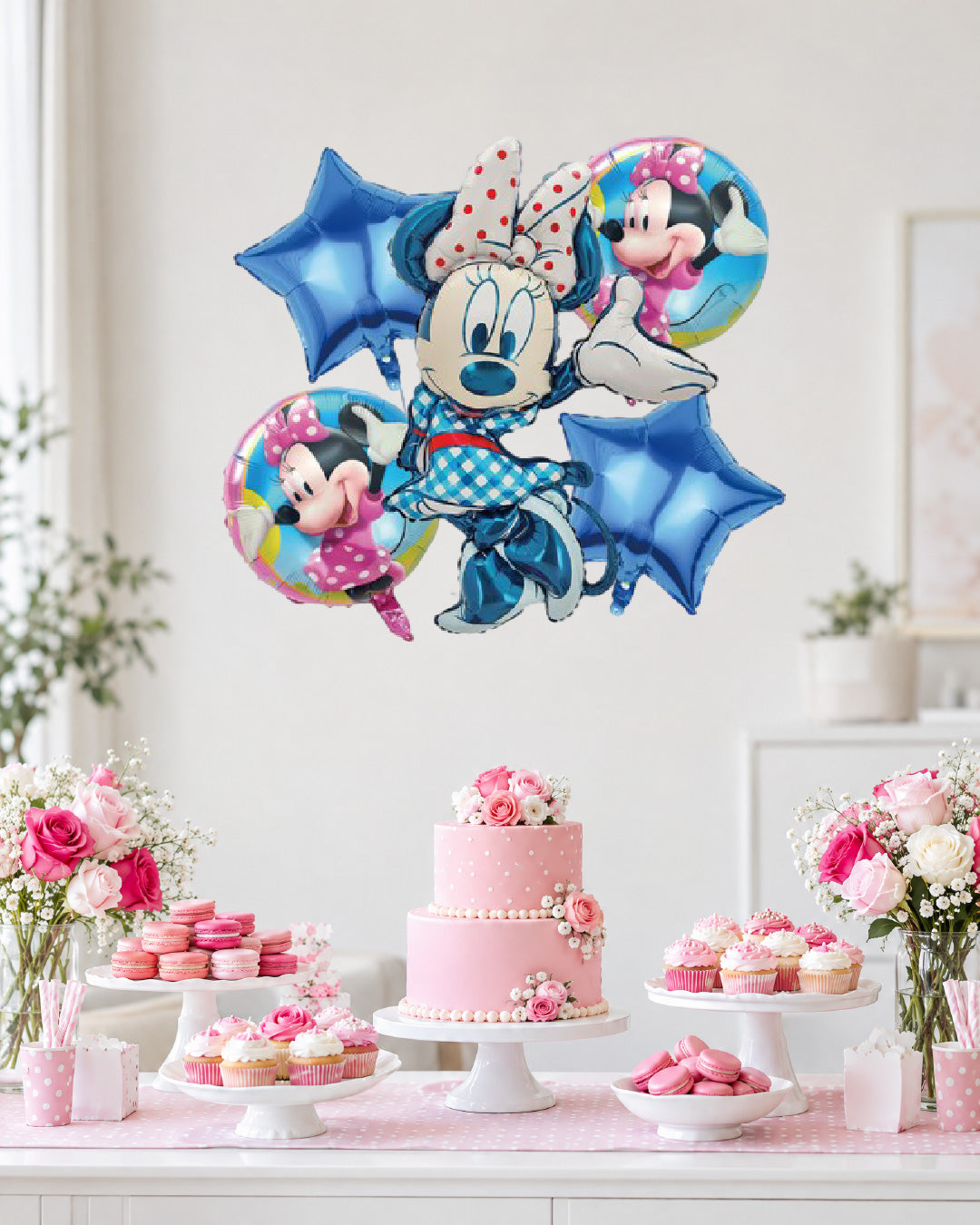 Minnie Mouse Blue Foil Balloon Bouquet