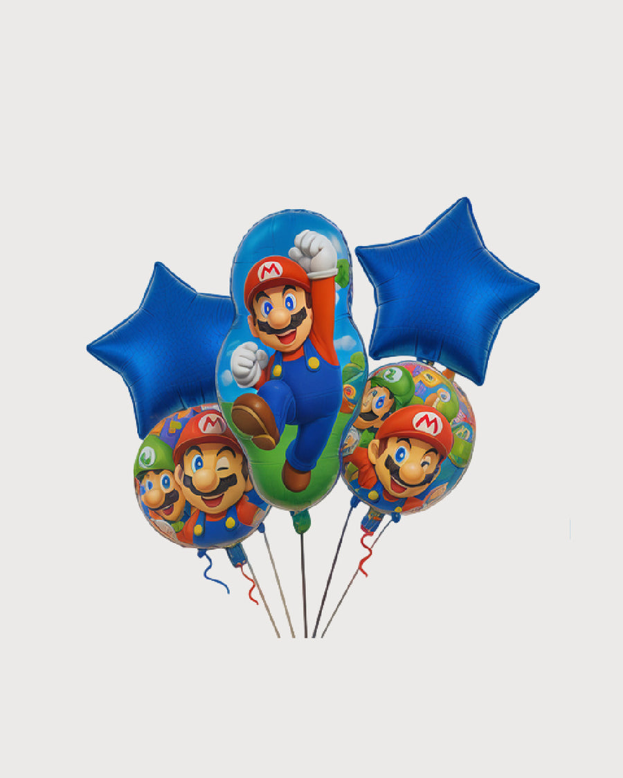 Super Mario Blue Foil Balloon Bouquet