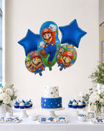Super Mario Blue Foil Balloon Bouquet