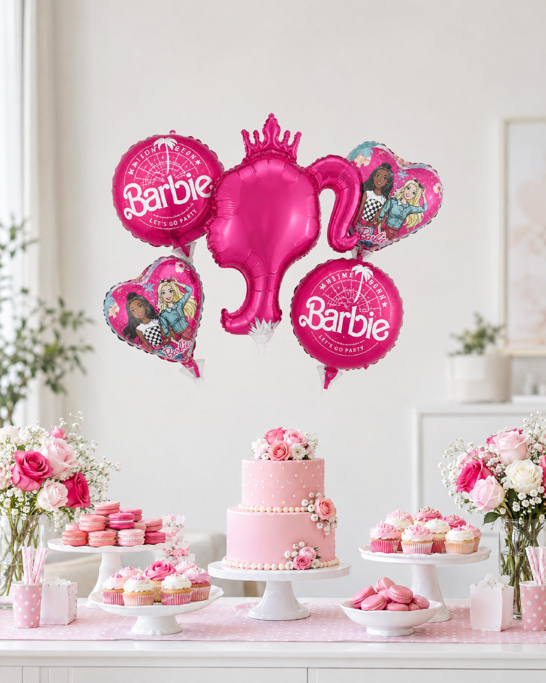 Barbie Pink Party Foil Balloon Bouquet