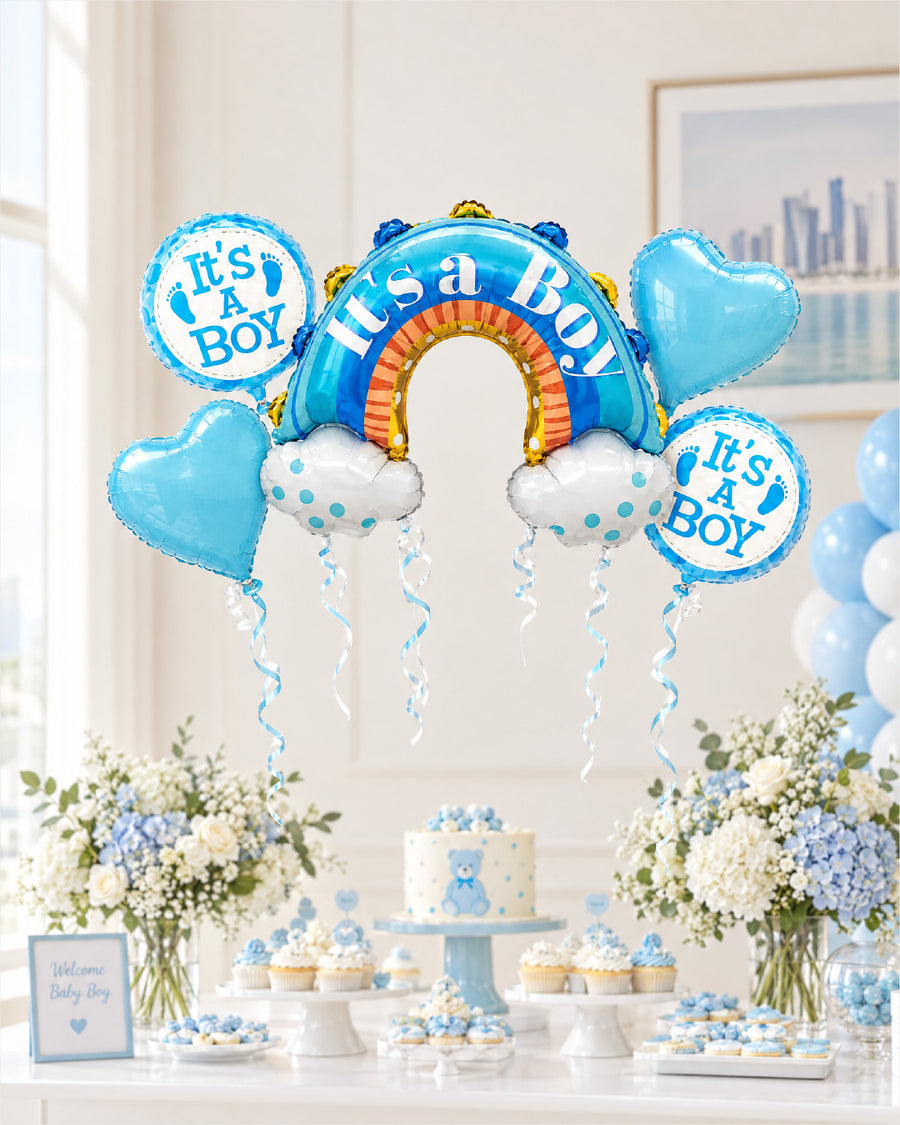 It's a Boy Rainbow Balloon Bouquet