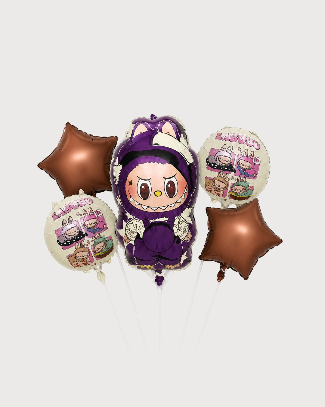 Labubu Purple & Brown Balloon Bouquet