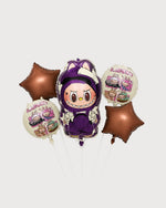 Labubu Purple & Brown Balloon Bouquet