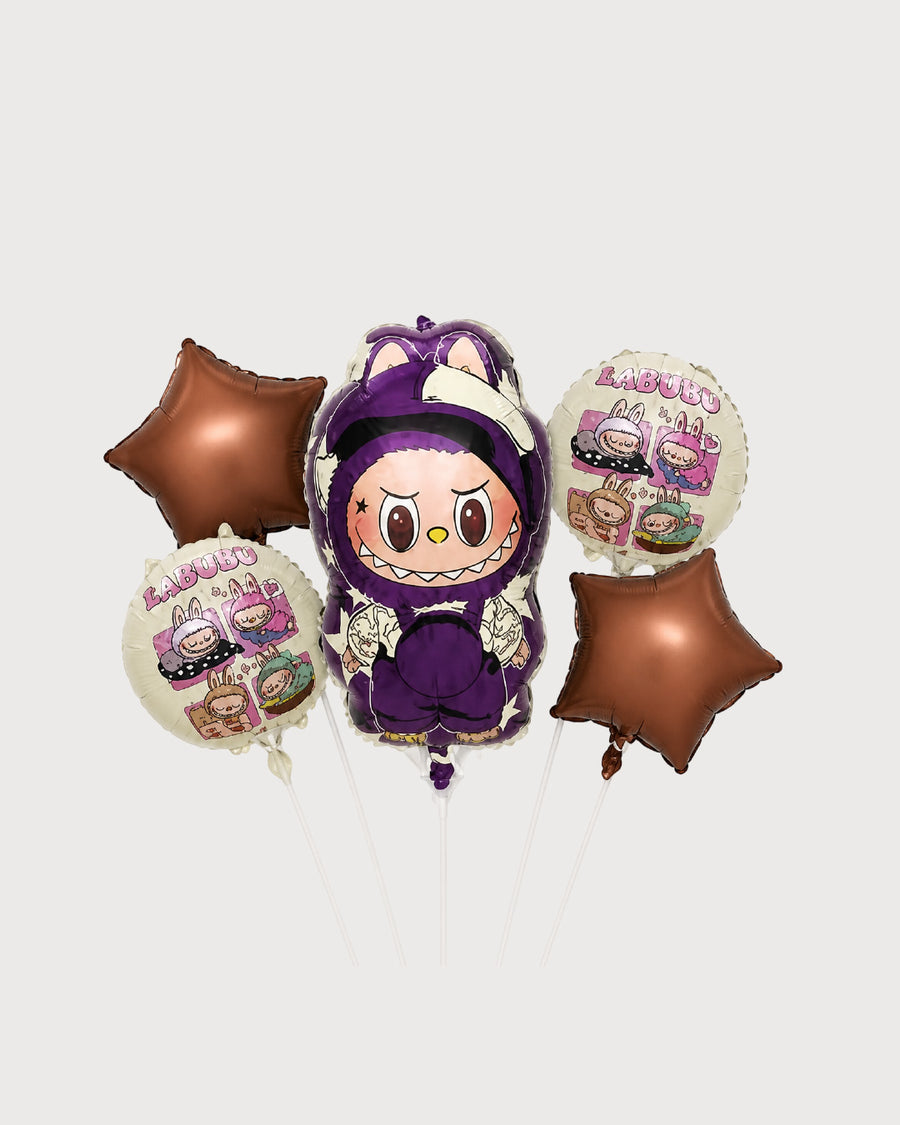Labubu Purple & Brown Balloon Bouquet