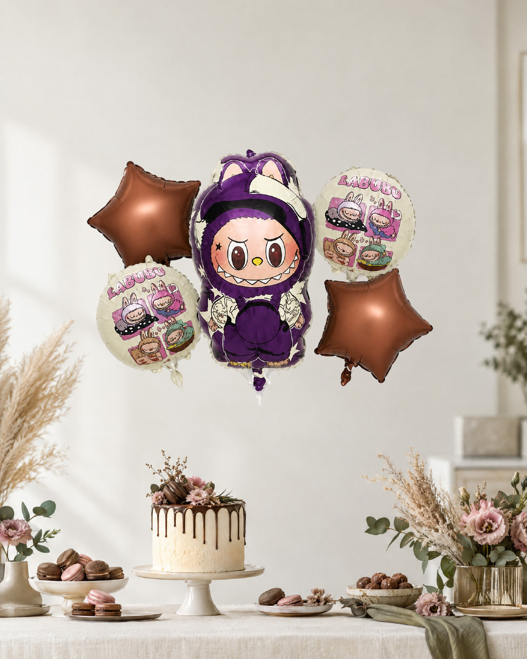 Labubu Purple & Brown Balloon Bouquet