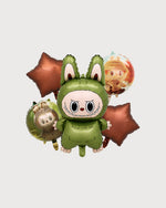 Labubu Green & Brown Balloon Bouquet