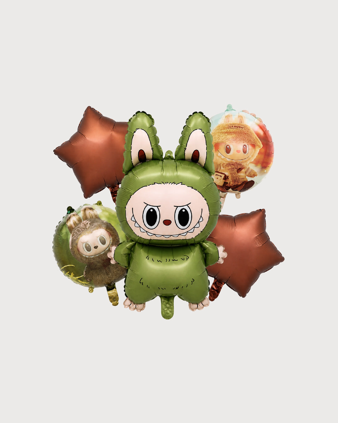Labubu Green & Brown Balloon Bouquet