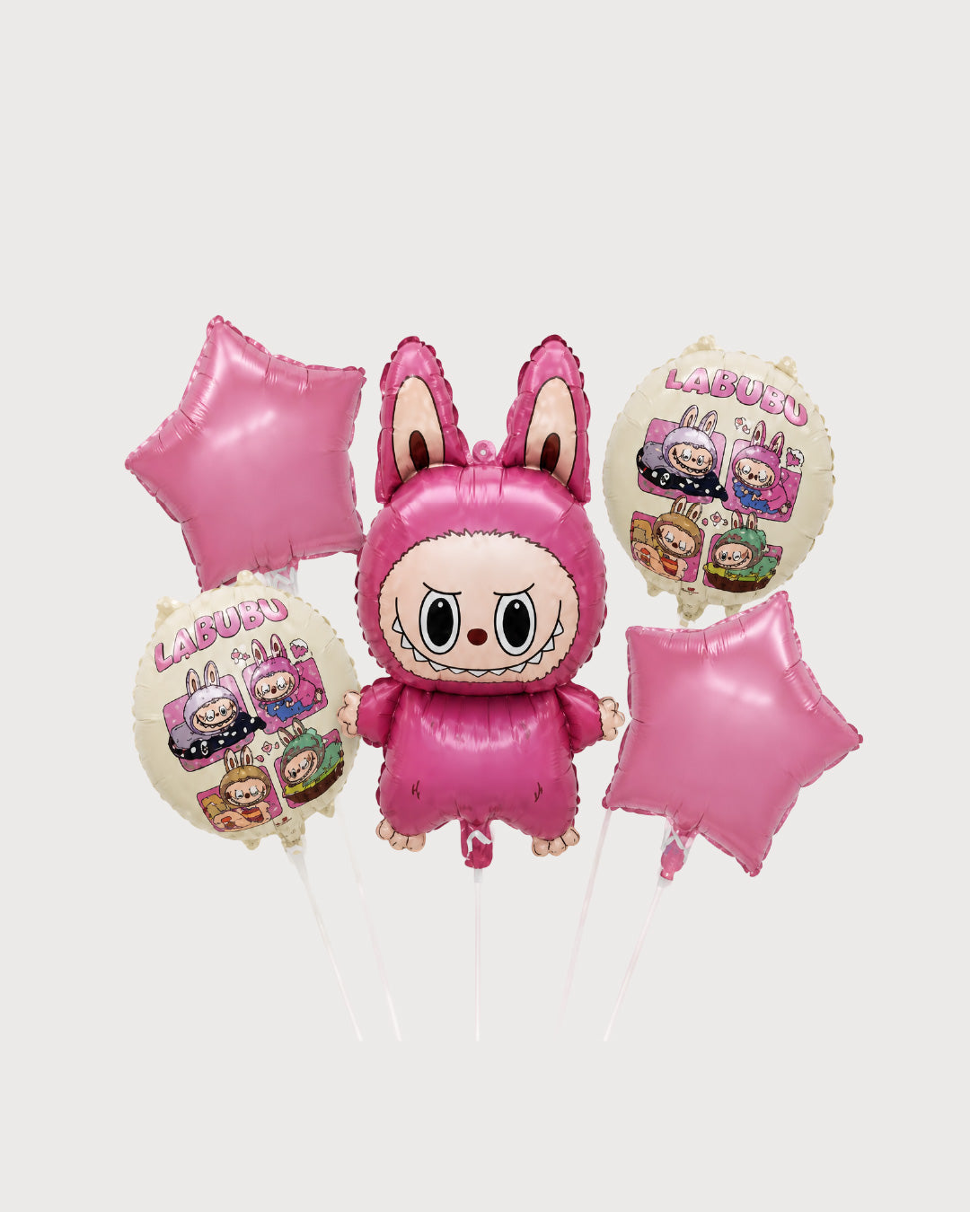 Labubu Pink Character Balloon Bouquet