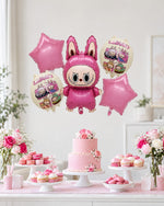 Labubu Pink Character Balloon Bouquet