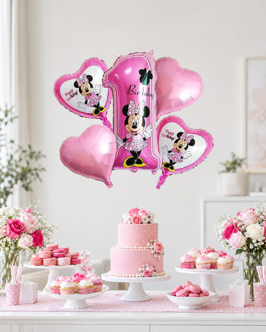 Minnie Mouse First Birthday Balloon Set