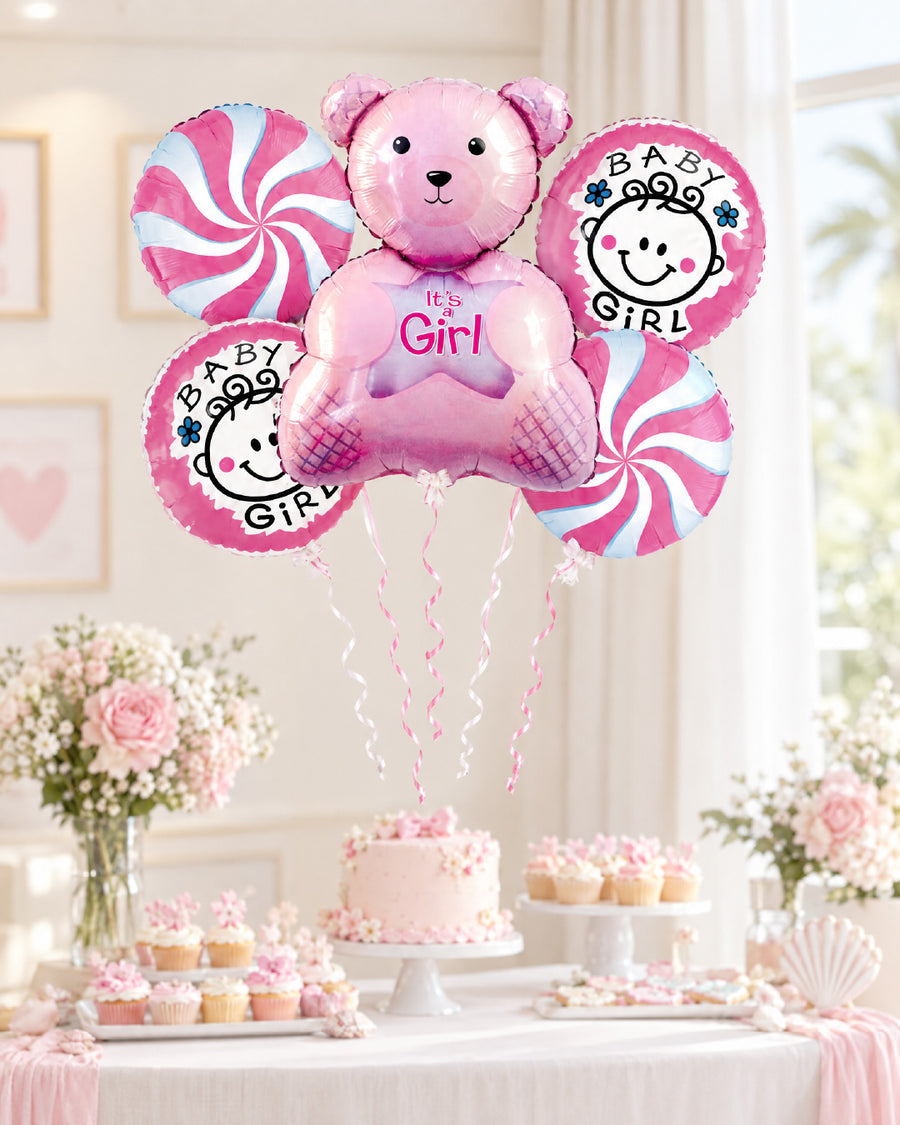 It's a Girl Teddy Bear Balloon Bouquet