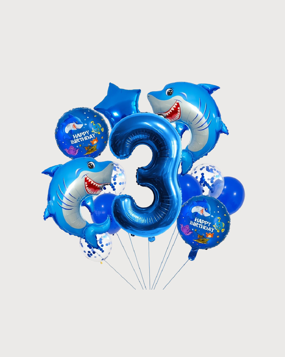 Shark Birthday Number Balloon Set