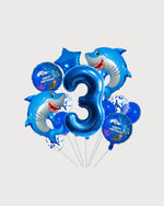 Shark Birthday Number Balloon Set