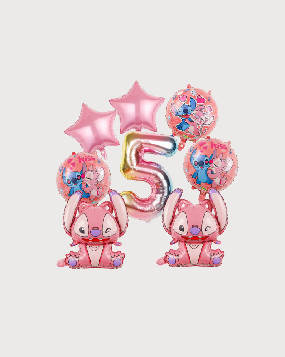 Stitch & Angel Pink Number Balloon Set