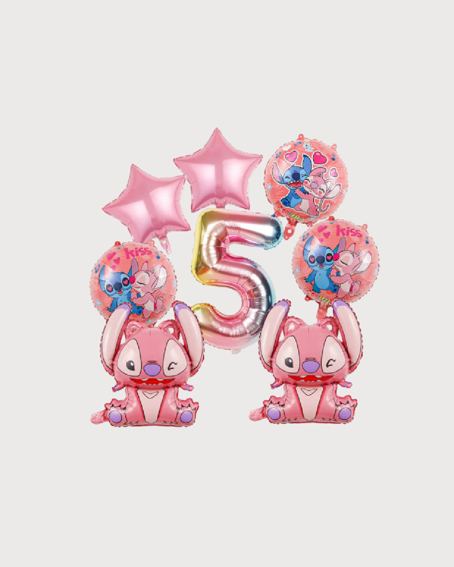 Stitch & Angel Pink Number Balloon Set