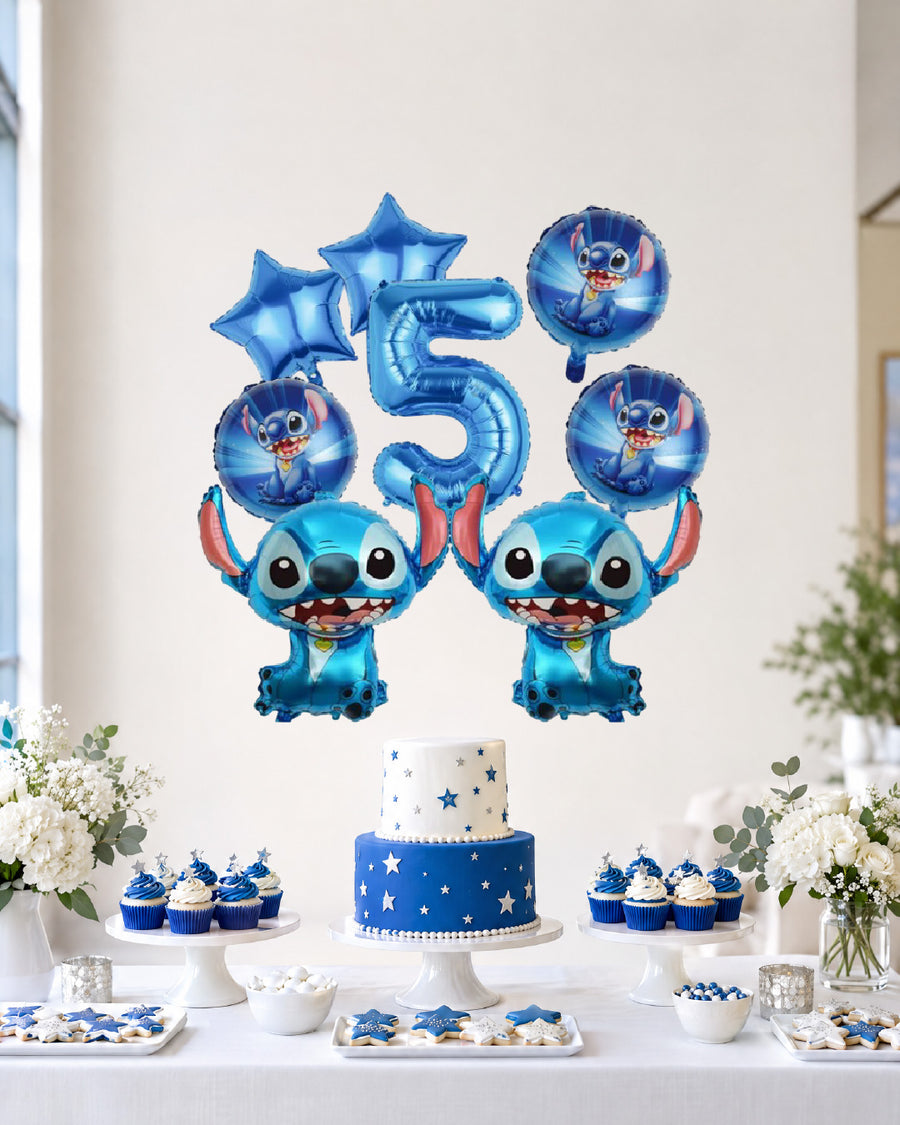 Stitch Blue Birthday Number Balloon Set